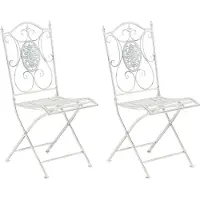 CLP Sibell Set van 2 tuinstoelen - Opvouwbaar antiek/wit