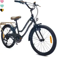 Sun baby Heart Bike Fiets voor een meisje van 6 tot 10 jaar, 20 inch Zwart, 6 versnellingen Shimano, kinderfiets in hoogte verstelbaar