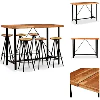 vidaXL Bar Set - Bar Sets - Bar Tafel En Kruk - Bar Tafels En Krukken - 7-delige Barset massief acaciahout en gerecycled hout