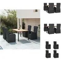 vidaXL Tuinset 4-delige zwart PE-rattan - 57x69x106 cm - Verstelbare rugleuning - Tuinstoel