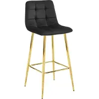 Leobert Barkruk - - Arceto - Zwart fluweel / Goudkleurige poten - 43,5 x 49 x 102 cm