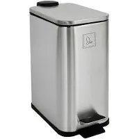 SVITA ST5 prullenbak pedaal prullenbak 5l badkamer keuken inclusief binnenemmer pedaalmechanisme softclose deksel draaggreep rechthoekig zilver