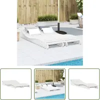 The Living Store Ligbed - Ligbedden - Tuinstoel - Tuinmeubel - Ligbedden 2 st 205x60x31,5 cm massief grenenhout wit