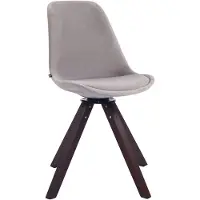 CLP Troyes Eetkamerstoel - Vierkant frame - Fluweel grijs walnoot