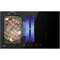 CIARRA ONE VMB834BBFEH - Kookplaat met Afzuigkap 83 cm Inductiekookplaat 4 zones Wasbaar, herbruikbaar en droogbaar Zeolietfilter Plasma⁺-Systemm Flex Zone Boost 7165 W