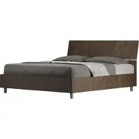 Ityhome Bed met lattenbodem, 160x200 cm, met een schuine hoofdeinde van Demas-walnoothout