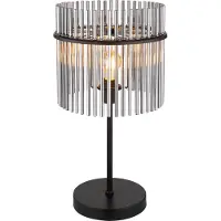 Globo Lighting Zwarte tafellamp Gorley met smoke glas Ø 30cm