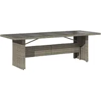 vidaXL Tuintafel met glazen blad 240x90x75 cm poly rattan grijs