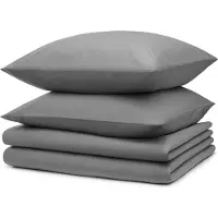 Blumtal beddengoed set: 2 keer dekbedovertrek 135x200 cm + 2 kussenslopen 40x80 cm - Microvezel beddengoed 135x200 cm - 4-delige set, grijs