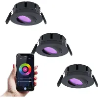 HOFTRONIC™ 3x Smart LED inbouwspots Napels zwart 8 Watt RGBWW IP65 kantelbaar WiFi + Bluetooth