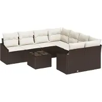 vidaXL Bankstel 9 st Bruin en Crème poly rattan