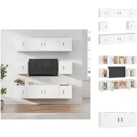 vidaXL Tv-kast - Tv-kasten - Tv-meubel - Hifi-meubel - 8-delige Tv-meubelset bewerkt hout wit