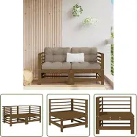 The Living Store Grenenhout - Tuinhoekbanken - Tuinhoekbanken 2 st massief grenenhout honingbruin - Lounge Set - Buitendecoratie - Tuinmeubilair