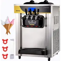 Vevor Commerciële Softijsmachine 22-30 l/u Professionele ijsmachine met LCD-display, 3 smaken, tafelmodel voor catering en bedrijven