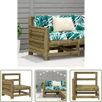 The Living Store Houten Tuinbank - Tuinbank - Tuinbank met armleuning 69x62x70,5 cm geïmpregneerd grenenhout - Outdoor Bank - Buitentijd - Lounge Set