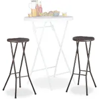 Relaxdays inklapbare barkrukken set BASTIAN, 2 stuks, weerbestendig, hoogte 80 cm, barkrukken set, kunststof, voor de bar, bruin