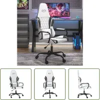 The Living Store Massage gamestoel kunstleer wit en zwart - Massage Fauteuil - Gamingstoel - Computerstoel - Kantoorstoel - Ergonomische Stoel