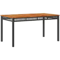 vidaXL Tuintafel 140x80x75 cm poly rattan en acaciahout zwart