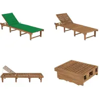 vidaXL Ligbed inklapbaar met kussen massief acaciahout - Ligbed - Ligbedden - Ligstoel - Ligstoelen