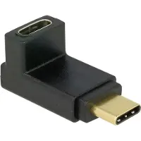 DeLOCK Premium USB-C naar USB-C adapter - haaks naar boven/beneden - USB3.2 (tot 10 Gbit/s) - PD tot 20V/5A / zwart