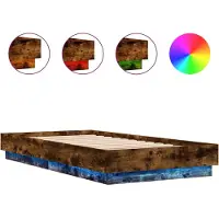 vidaXL Bedframe met LED-verlichting gerookt eikenkleurig 90x190 cm