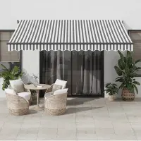 Prolenta Maison Exclusive - Automatische zonnescherm, antraciet en wit, 400x350 cm