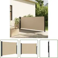 The Living Store Privacy Scherm - Windscherm - Windscherm uittrekbaar 140x300 cm beige - Balkon Decoratie - Terrasscherm - Buitenzonwering