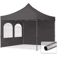 TOOLPORT 3x3 m Easy up partytent, PREMIUM staal 40mm met zijwanden (vensters), donkergrijs