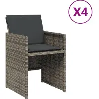 vidaXL Tuinstoelen met kussens, 4 stuks, grijs, polyrotan