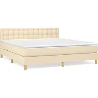 vidaXL Boxspring met matras stof crèmekleurig 160x200 cm
