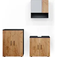 Vicco Badkamermeubel set Irma Goudkleurig Eiken/Antraciet 3-delig, Model 36808