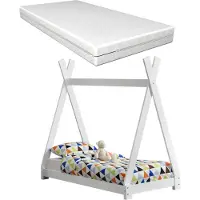 En.casa Juniorbed Tipi eenpersoonsbed incl. matras 70x140 - wit