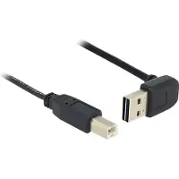 DeLOCK Easy-USB-A haaks (boven/beneden) naar USB-B kabel - USB2.0 - tot 2A / zwart - 5 meter
