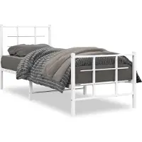 vidaXL Bedframe met hoofd- en voeteneinde metaal wit 75x190 cm
