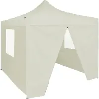 Syfax Partytent met 4 zijwanden inklapbaar 2x2 m staal crème