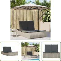 The Living Store Tuinset - Ligbed - Ligbed 2-persoons met kussens poly rattan lichtgrijs - Lounge Set - Buitendecoratie - Outdoor Furniture
