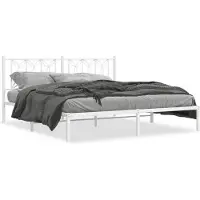 vidaXL Bedframe met hoofdbord metaal wit 183x213 cm