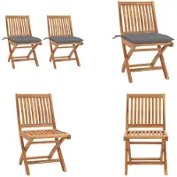 vidaXL Tuinstoelen 2 st met grijze kussens massief teakhout - Tuinstoel - Tuinstoelen - Buitenstoel - Buitenstoelen