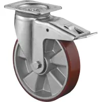 BS Rollen Zwenkwiel voor zware lasten | wiel-d. 200 mm draagvermogen 800 kg | met vastzetter gegoten polyurethaan | 135 mm 110 mm | 1 stuk - L620.B90.200 L620.B90.200