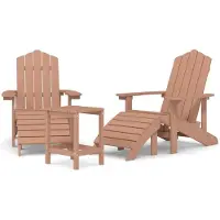 Syfax Tuinstoelen Adirondack met voetenbank en tafel HDPE bruin
