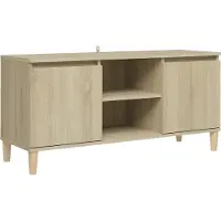 Syfax Tv-meubel met houten poten 103,5x35x50 cm sonoma eikenkleurig
