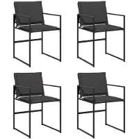 vidaXL Tuinstoelen 4 st met kussens staal en textileen zwart