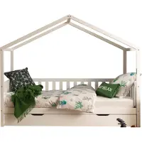 Vipack Dallas Huisbed met Hekje en Bedlade 90 x 200 cm - Wit
