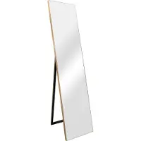 En.casa Spiegel vrijstaand Barletta verstelbaar 150,6x35,6 cm goudkleurig
