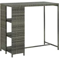 Prolenta Maison Exclusive - Bartafel met plank, grijs, 120x60x110 cm, polyrotan