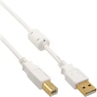 InLine Witte USB2.0 kabel USB-A-USB-B met vergulde contacten - 1 meter
