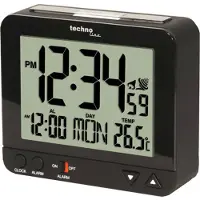 Technoline WT 195 BLACK - Wekker - Digitaal - Radiogestuurde tijdsaanduiding - 12/24 - Datumaanduiding - Binnentemperatuur - Alarm - Snooze - Achtergrond verlichting - Nachtlichtje - Zwart