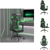 vidaXL Gamingstoel - Gamingstoelen - Televisiestoel - Racingstoel - Massage gamestoel met voetensteun kunstleer zwart en groen