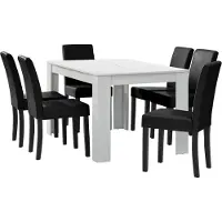 En.casa Eetkamerset Nora eethoek 7-delig tafel en stoelen wit en zwart