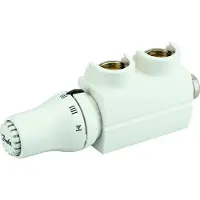 Danfoss VHS ventielset, RAL 9016, voor radiatoren, aansluiting R 1/2, hoekmodel, 1 stuk.